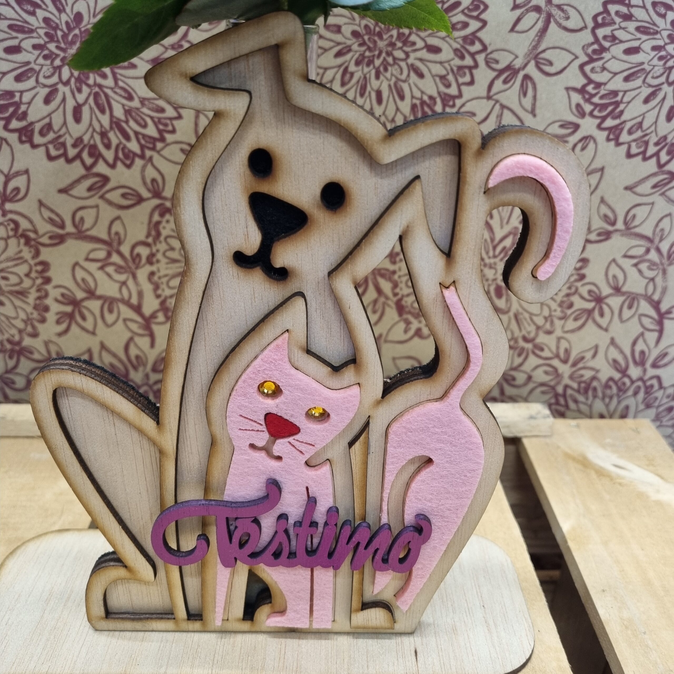 Rosa Sant Valentí amb recipient de fusta tallada varies models - Imagen 6