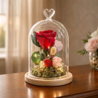 Cupula amb la rosa preservada vermella "Eternity Love"