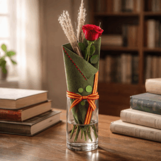 Rosa Sant Jordi amb suport de feltre artesanal